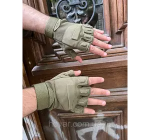 Тактичні рукавички безпалі strongclaw haki із захисними протекторами XL